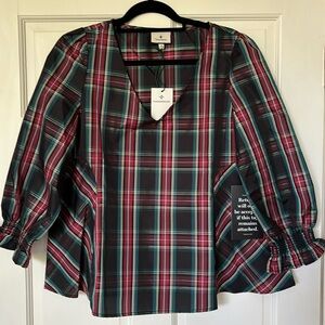 NWT Tuckernuck highland plaid Easton blouse. Size L